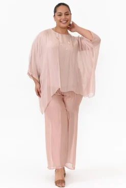 Sleeved Tops<La Strada Trevino Blush Silk Overlay Top