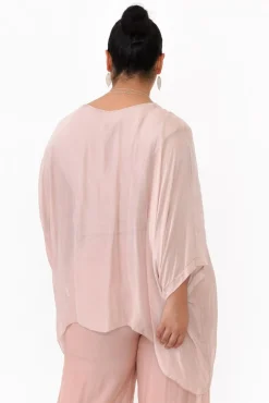 Sleeved Tops<La Strada Trevino Blush Silk Overlay Top
