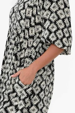 Midi Dresses<Willow Tree Trey Black Geo Midi Dress