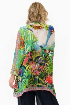 Shirts<Fashion Spectrum Tropical Green Silk Resort Shirt