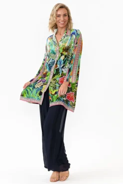 Shirts<Fashion Spectrum Tropical Green Silk Resort Shirt