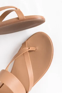 Slides<Siren Tuesday Nude Leather Strappy Slide