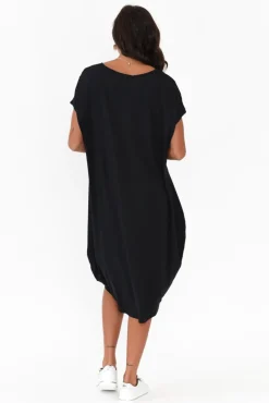 Above Knee Dresses<Tani Tulip Black Micro Modal Drape Dress