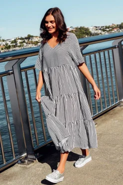 Maxi Dresses<Slate the Label Tully Navy Stripe Maxi Dress