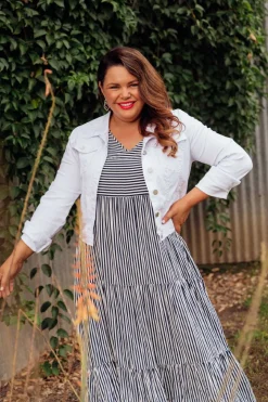 Maxi Dresses<Slate the Label Tully Navy Stripe Maxi Dress