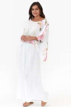 Linen Tops<Donna Donna Turner White Floral Linen Scoop Neck Top