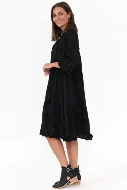 Cotton Dresses<Worthier Valentina Black Cotton Embroidered Dress