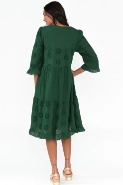 Cotton Dresses<Worthier Valentina Emerald Cotton Embroidered Dress