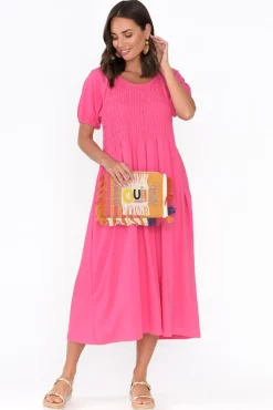 Cotton Dresses<One Ten Willow Vancouver Pink Cotton Shirred Dress