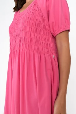 Cotton Dresses<One Ten Willow Vancouver Pink Cotton Shirred Dress
