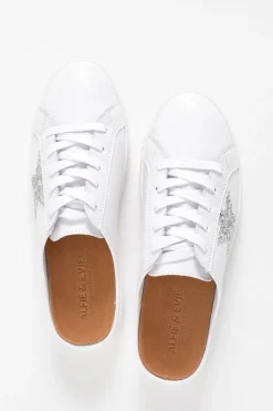 White Sneakers<Alfie and Evie Vango Silver Leather Mule Sneaker