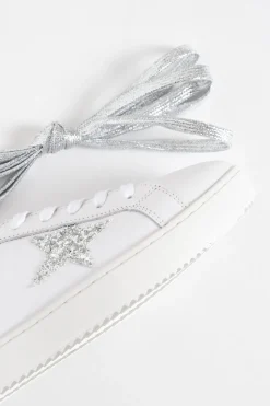 White Sneakers<Alfie and Evie Vango Silver Leather Mule Sneaker