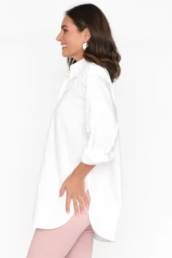 Cotton Tops<Ebby and I Verdel White Cotton Shirt