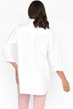 Cotton Tops<Ebby and I Verdel White Cotton Shirt