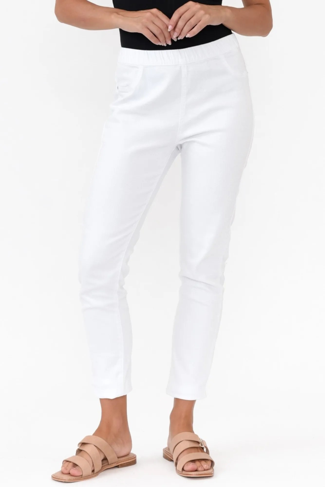 Jeans<Threadz Verona White Cotton Stretch Jean