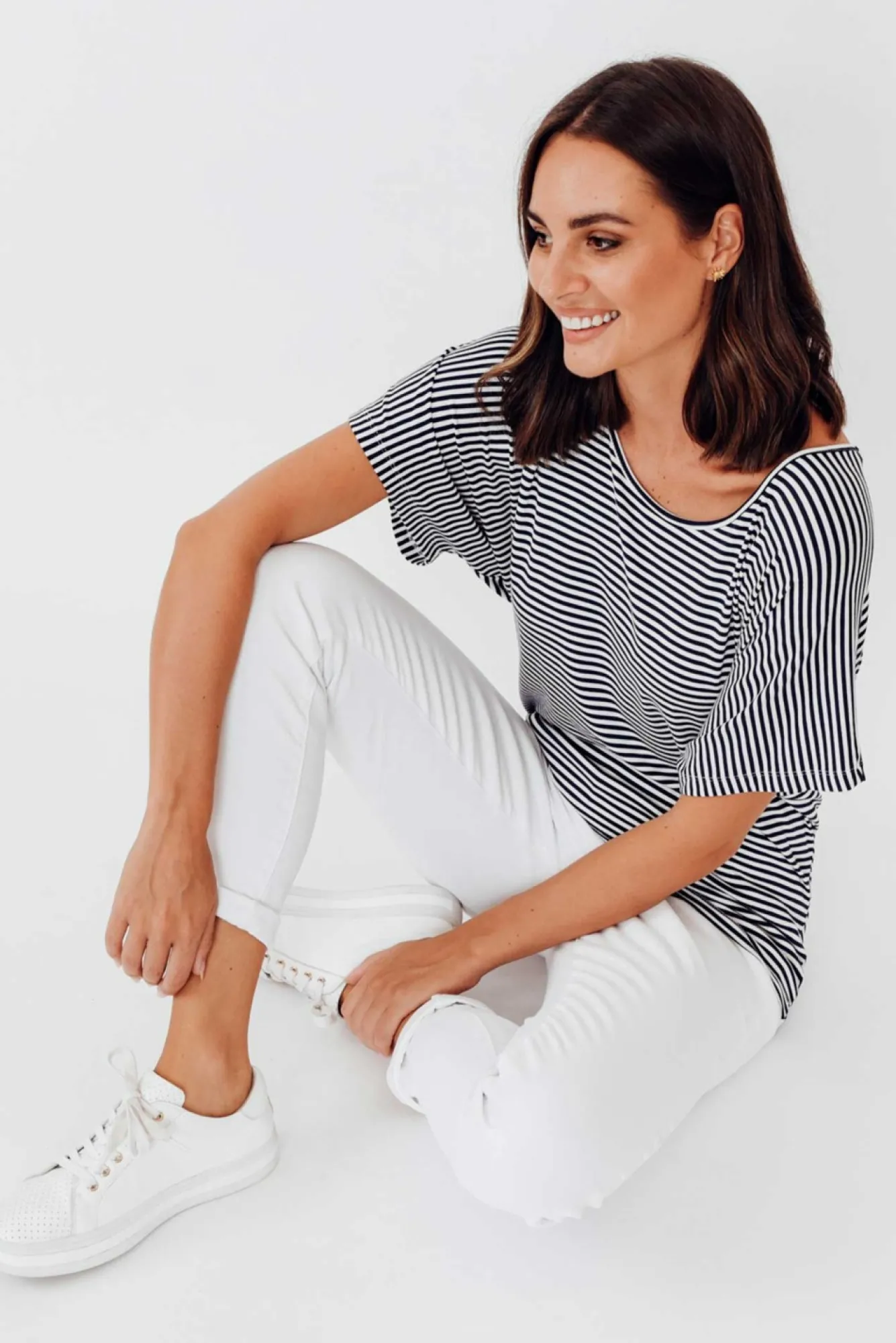 Jeans<Threadz Verona White Cotton Stretch Jean