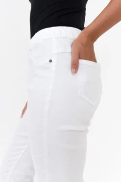 Jeans<Threadz Verona White Cotton Stretch Jean