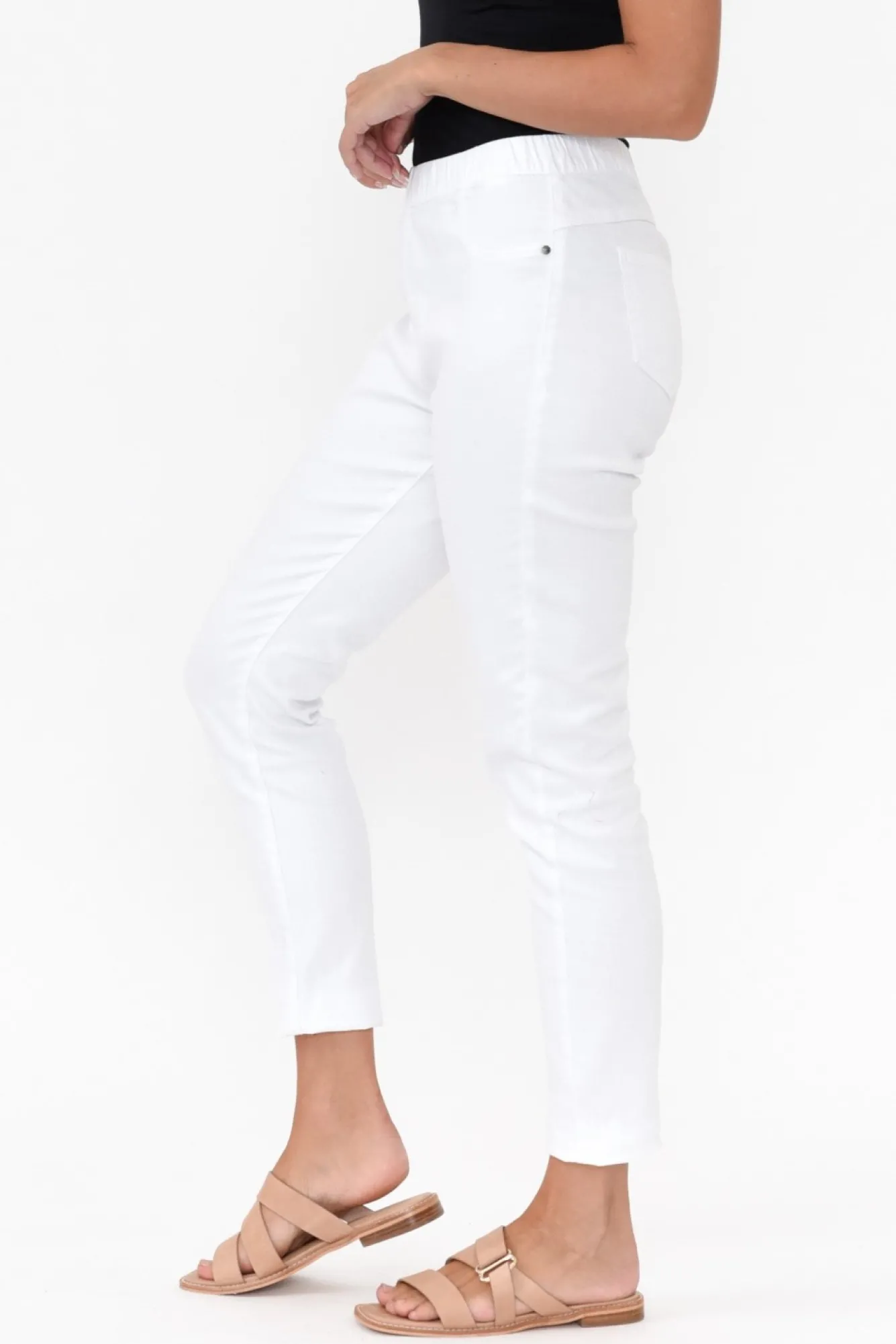 Jeans<Threadz Verona White Cotton Stretch Jean