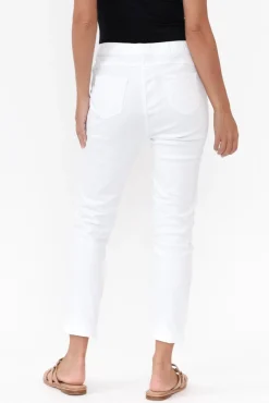 Jeans<Threadz Verona White Cotton Stretch Jean