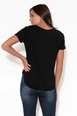 Sleeved Tops<Lou Lou Veronica Black Bamboo Tee