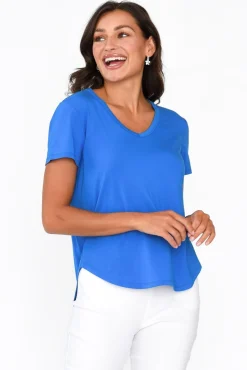 Sleeved Tops<Lou Lou Veronica Cobalt Bamboo Tee