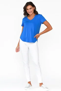 Sleeved Tops<Lou Lou Veronica Cobalt Bamboo Tee
