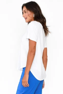Sleeved Tops<Lou Lou Veronica White Bamboo Tee