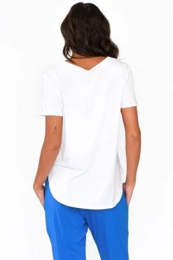 Sleeved Tops<Lou Lou Veronica White Bamboo Tee