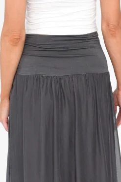 Skirts<Fabuler Viana Charcoal Silk Layer Skirt