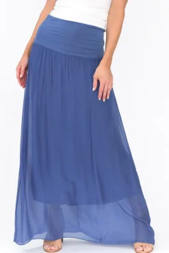 Skirts<Fabuler Viana Cobalt Silk Layer Skirt