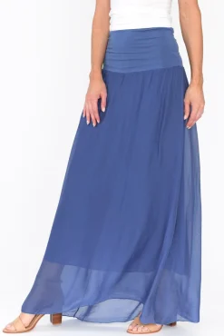 Skirts<Fabuler Viana Cobalt Silk Layer Skirt