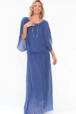 Skirts<Fabuler Viana Cobalt Silk Layer Skirt