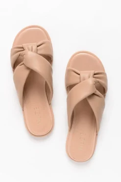Flat Sandals<Nude Shoes Victoria Nude Leather Crossover Slide