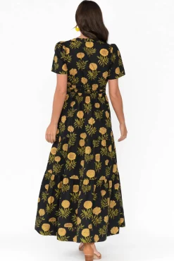 Cotton Dresses<Stella Gemma Vittoria Black Marigold Cotton Tiered Dress