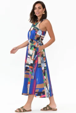 Cotton Dresses<Wear Colour Waldon Blue Abstract Cotton Dress