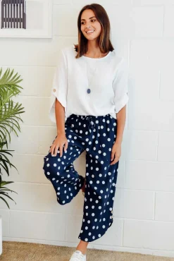 Pants<Hourglass Wallace Navy Spot Crinkle Cotton Pant