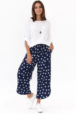 Pants<Hourglass Wallace Navy Spot Crinkle Cotton Pant