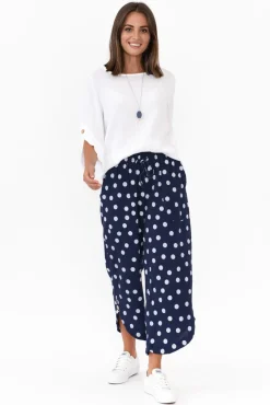 Pants<Hourglass Wallace Navy Spot Crinkle Cotton Pant