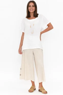 Pants<Willow Tree Walsh Natural Button Wide Leg Pant