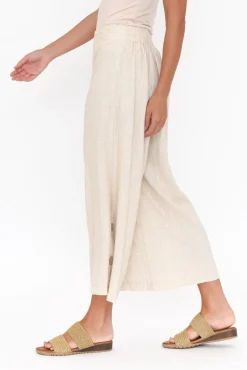 Pants<Willow Tree Walsh Natural Button Wide Leg Pant