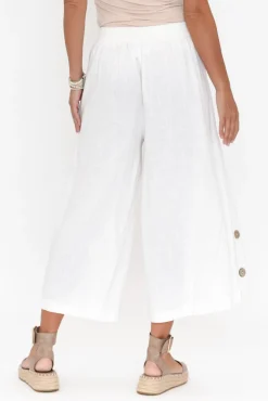 Pants<Willow Tree Walsh White Button Wide Leg Pant