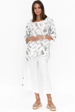 Pants<Willow Tree Walsh White Button Wide Leg Pant