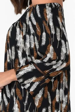 Sleeved Tops<Willow Tree Welda Black Leaf Frill Top