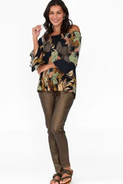 Sleeved Tops<Willow Tree Welda Navy Abstract Frill Top