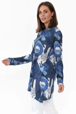 Tunic Tops<Cafe Latte Wendy Blue Abstract Tunic