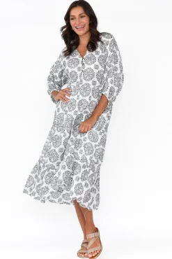 Cotton Dresses<Namastai Weston Grey Fiesta Cotton Midi Dress