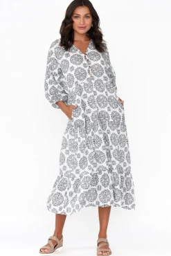 Cotton Dresses<Namastai Weston Grey Fiesta Cotton Midi Dress