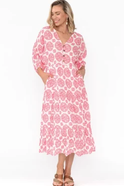 Cotton Dresses<Namastai Weston Red Fiesta Cotton Midi Dress