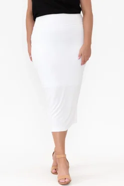 Skirts<Lou Lou White Bamboo Maxi Tube Skirt