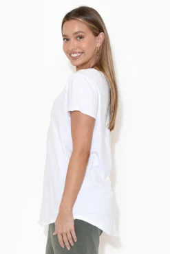 Cotton Tops<Elm White Cotton Fundamental Vee Tee